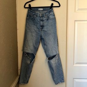 Zara light wash distressed vintage looking jeans 2